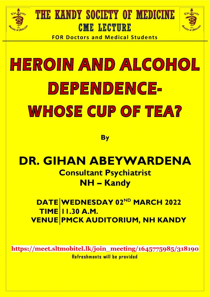 HEROIN AND ALCOHOL DEPENDENCE-  WHOSE CUP OF TEA?